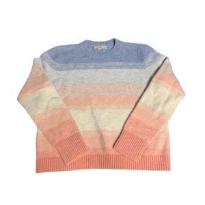 Loft Pastel Ombre Knit Crewneck Sweater